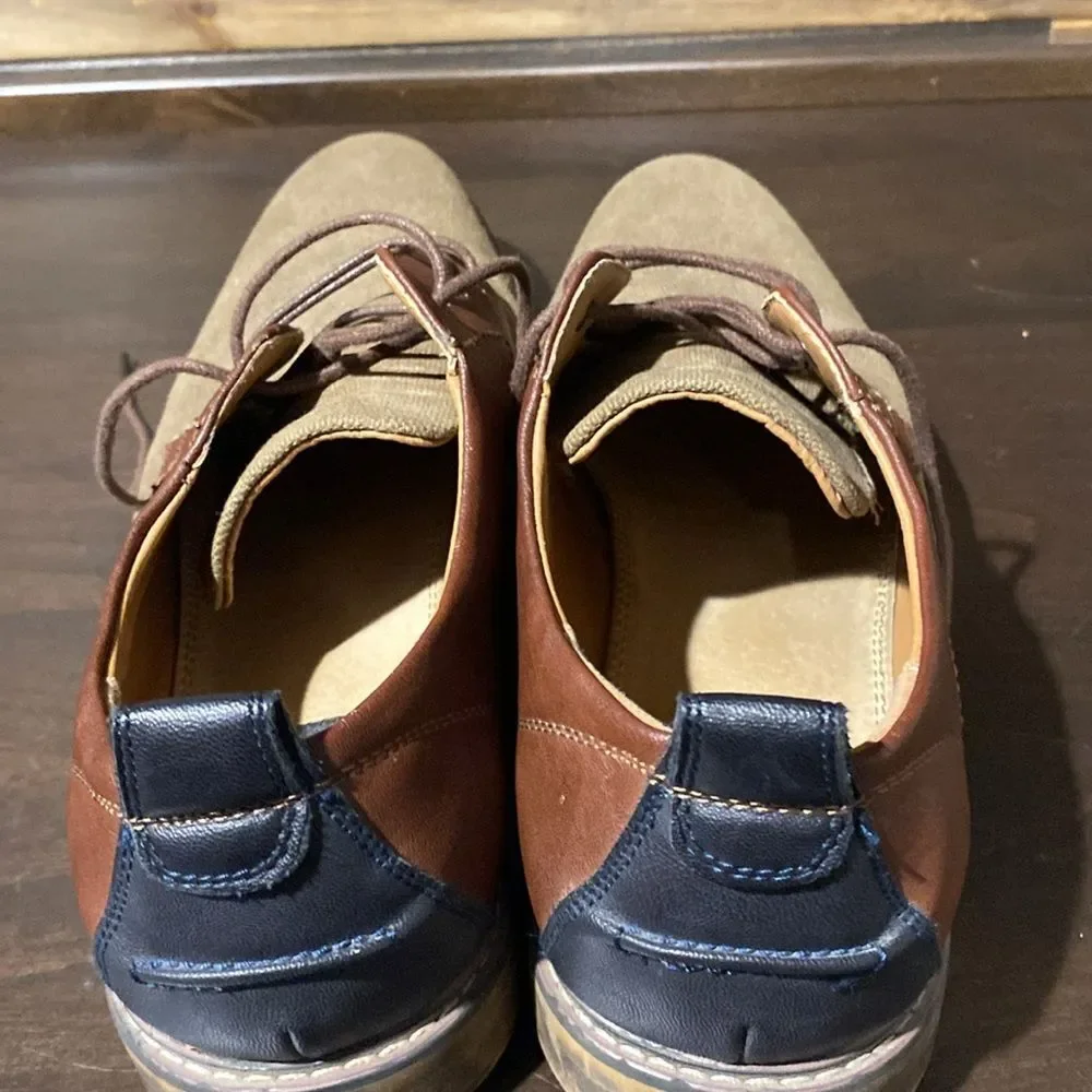 Madden Mens Yanton Oxford Dress Shoes Brown Almond Toe Lace Up Size 11